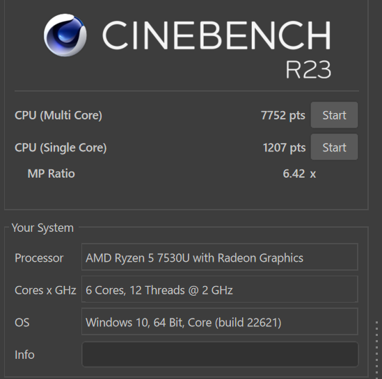 CINEBENCH R23_レノボ ThinkBook 14 Gen 5（AMD）