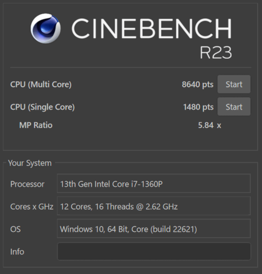 Lenovo IdeaPad Slim 5i Gen 8_標準CINEBENCH