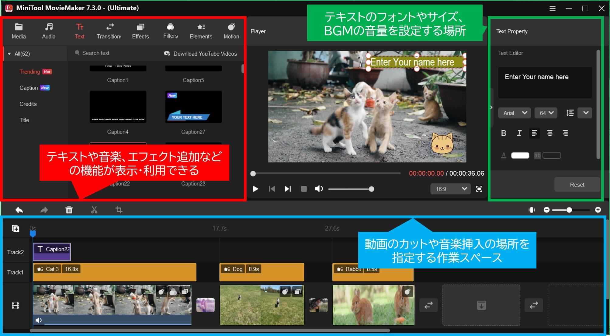 MiniTool MovieMaker画面